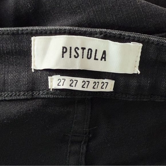 NWT PISTOLA Mid Rise Washed Black Denim Ankle Cropped Fray Hem Skinny Jeans 27 - Picture 5 of 6